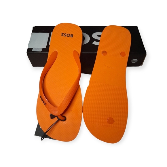 BOSS By Hugo Boss Men's Orange Logo Thong Sandal Size 10/11 - Picture 8 of 9
